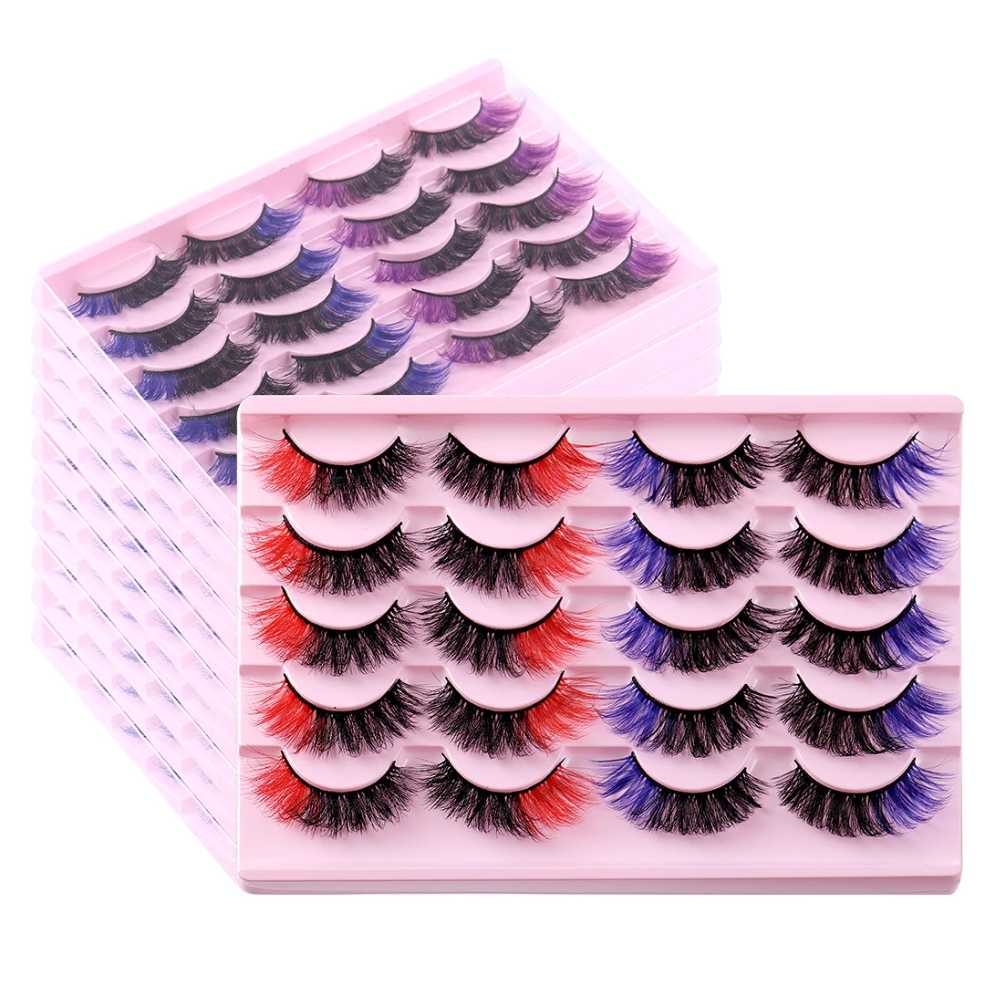 New 10 Pairs Of Colorful 8D Curly Natural False Eyelashes Makeup Stage Extensions Eyelashes Hot Selling