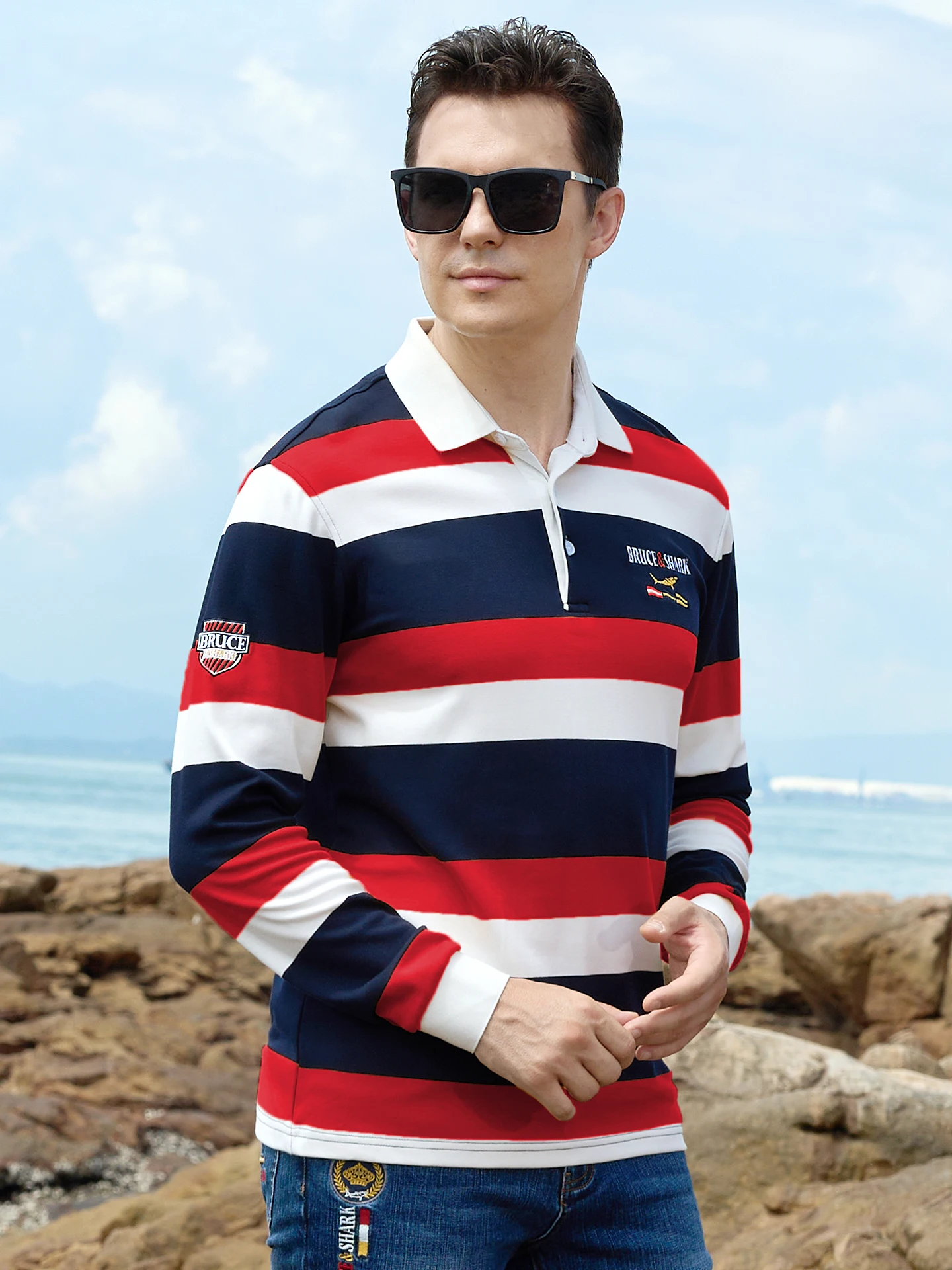 

Spring Autumn Thiened Long Sve irt Men's Loose Fit Stripe T-irt Casual Faion Urban Sle Breathable Knitted C...