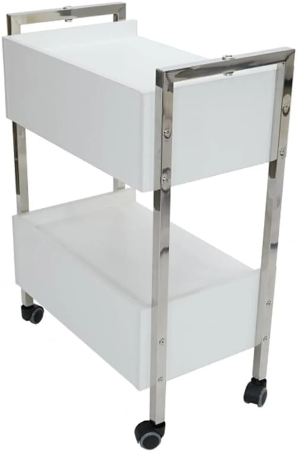 Medical Dental Mobile Utility Cabinet with Steel Frame, Two Drawers & Lockable Storage Cart