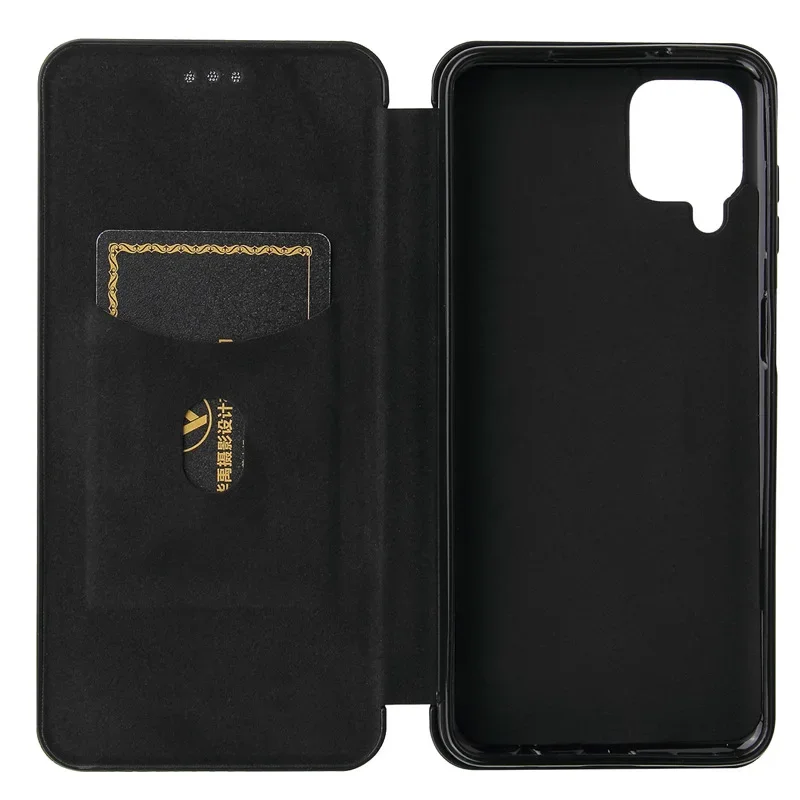 Funda con tapa para Samsung galaxy A12/A24, Funda de tarjeta de cuero magnética de fibra para Samsung galaxy M12