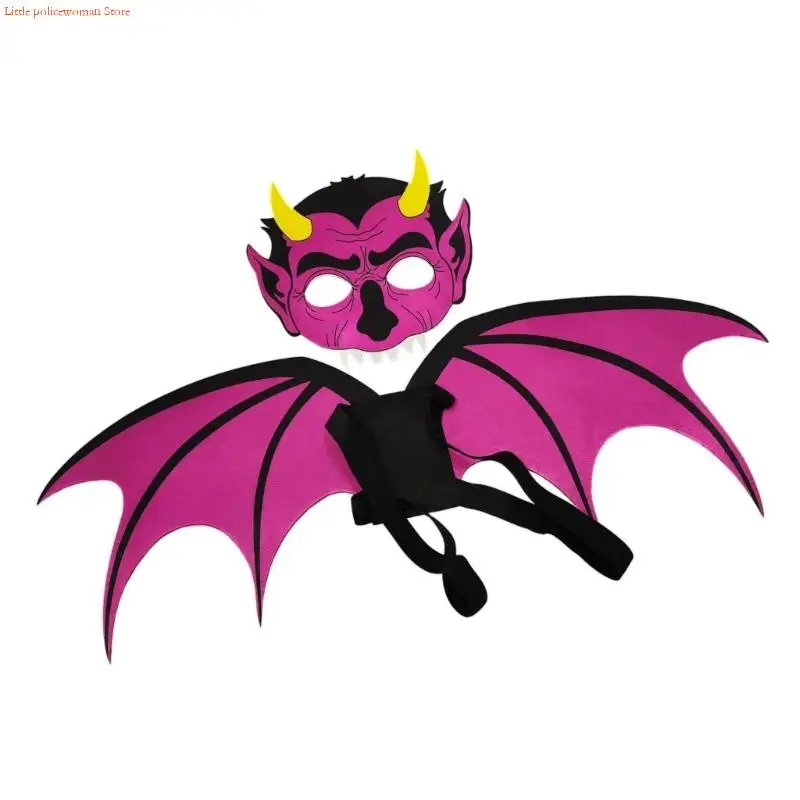 f92d 할로윈 역할 플레이 의상 세트 2pcs 펠트 아이를위한 배트 윙 마스크 경량 부직포 파티 공급