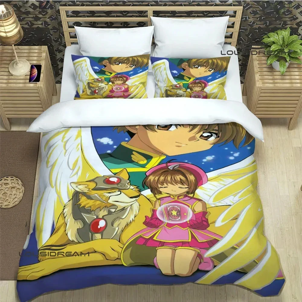 Exquisite Anime Card Captor Sakura Bedding Set,Duvet Cover Comforter Bed Set Quilt Cover Pillowcase,King Queen Twin Size Boys Gi