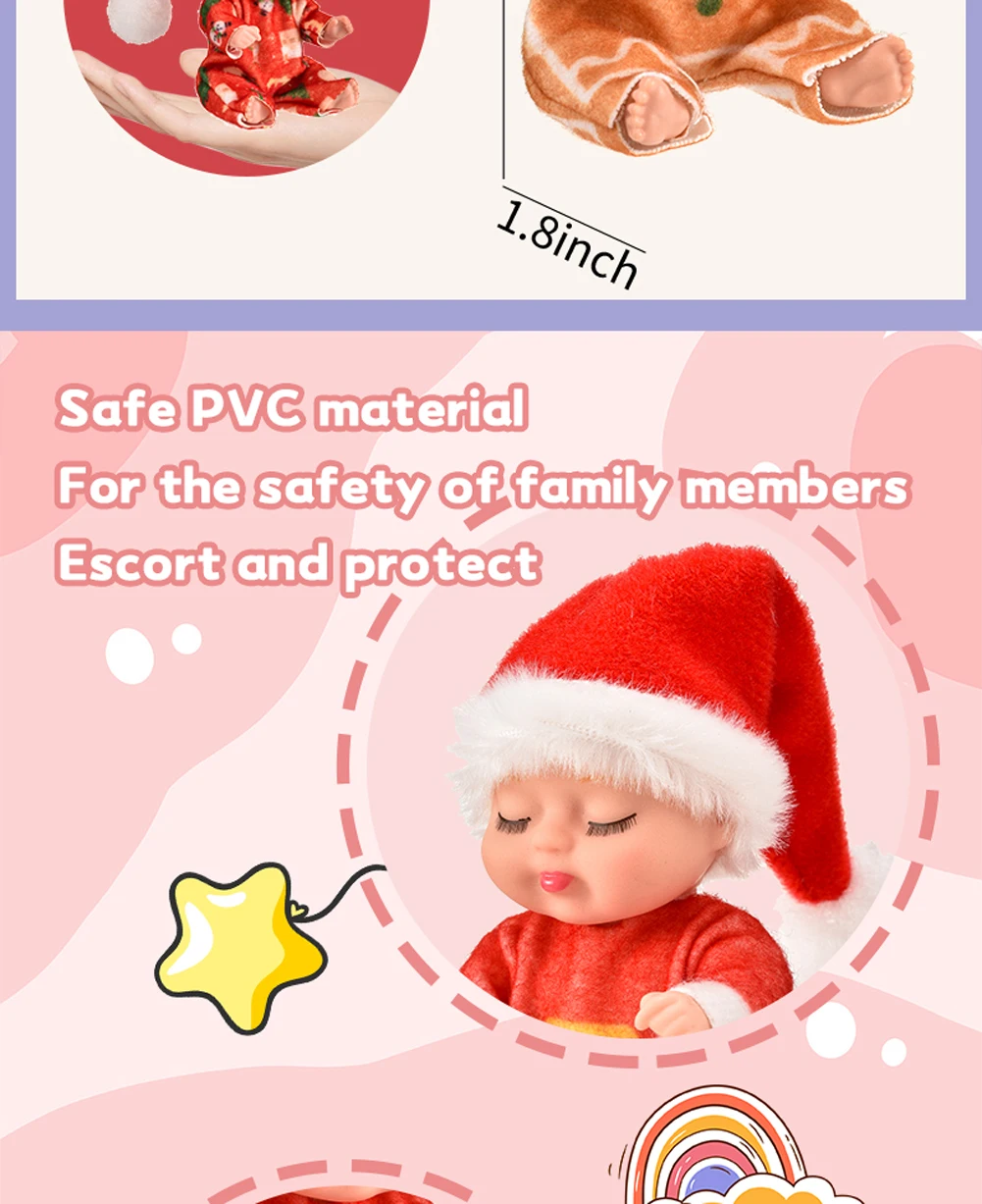 12-teiliges Weihnachts-Reborn-Puppen-Set, Simulations-Prinzessinnen-Puppen, Niedliches Schlafendes Baby mit Kleidung und Zubehör, Weihnachtsgeschenk – Detail 7