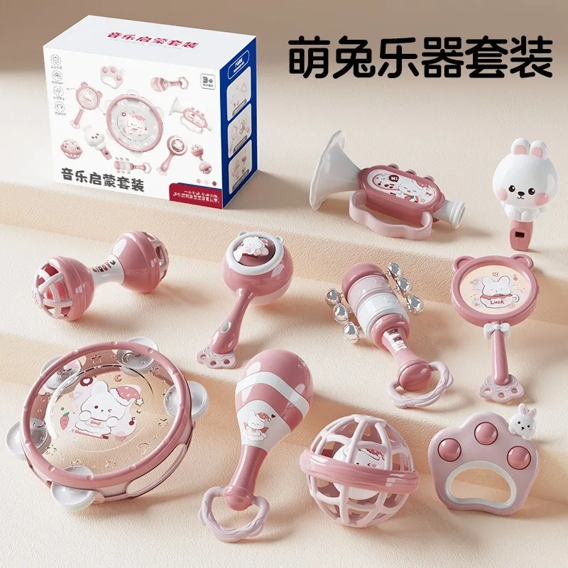 Brinquedo infantil, instrumento de percussão de mão, sino de bebê, conjunto educacional de aprendizagem precoce para bebês e crianças de 0 a 3 anos