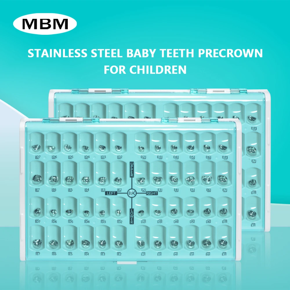 MBM 48 Pcs Molar Tooth Crown Stainless Steel for Kid Preformed Metal Crown for Deciduous Teeth Pediatric Dentistry Supply