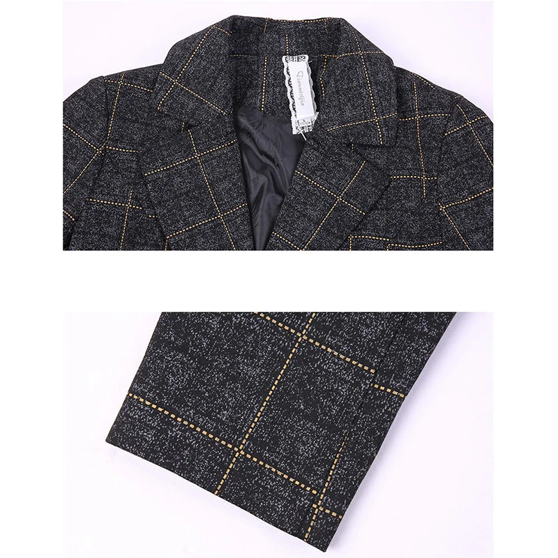 Spring Autumn Jacket Women\'s Blazers New Fashion Plaid Long Sleeve Single Breasted Suit Female Blazers Outerwear Casual Tops 4XL