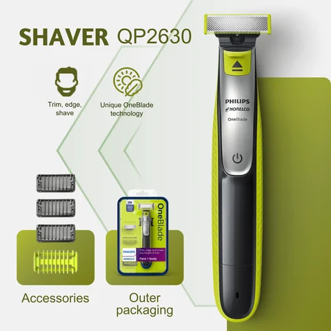 Philips Norelco OneBlade Face + Body Hybrid Electric Trimmer and Shaver, QP2630