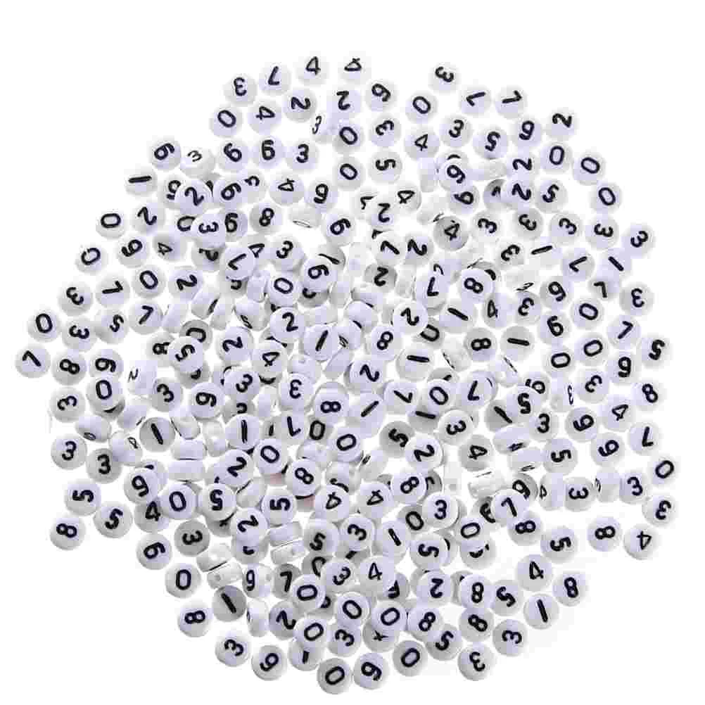 100 Pcs Scattered Beads Oblate Number Stylish Acrylic Hair Accessory Making Accessories