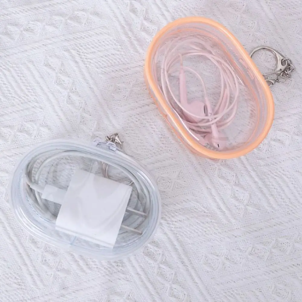 With Keychain Phone Charger Bag Transparent Storage Data Cable Storage Bag PVC Waterproof Digital Storage Bag Data Cable