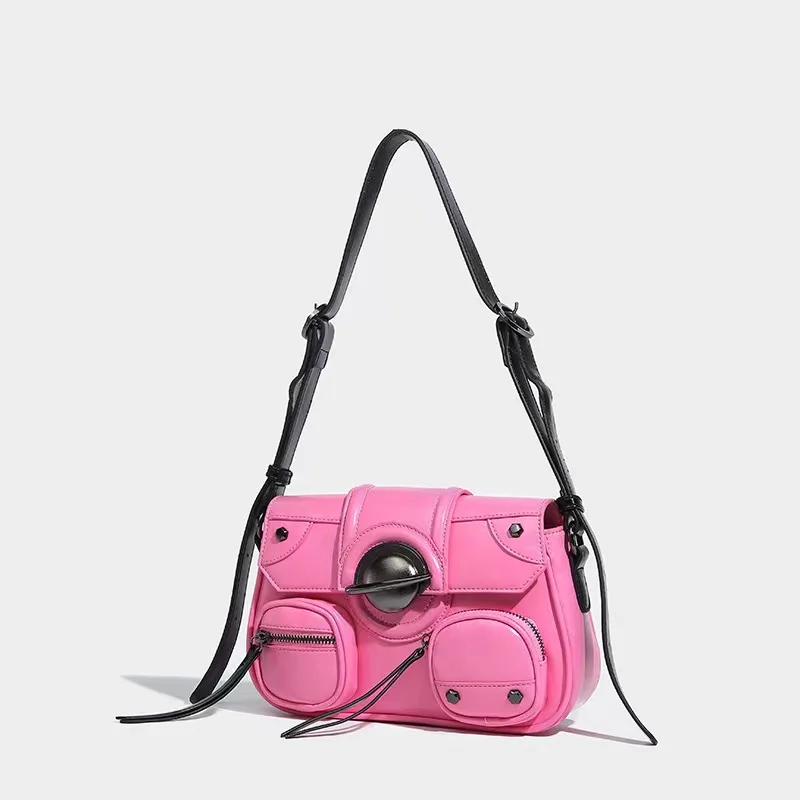 

Niche Retro Trendy And Cool Motorcycle Bag High-end Fashion Simple Small Square Bag Popular Versatile Shoulder Bag Luxury Bag