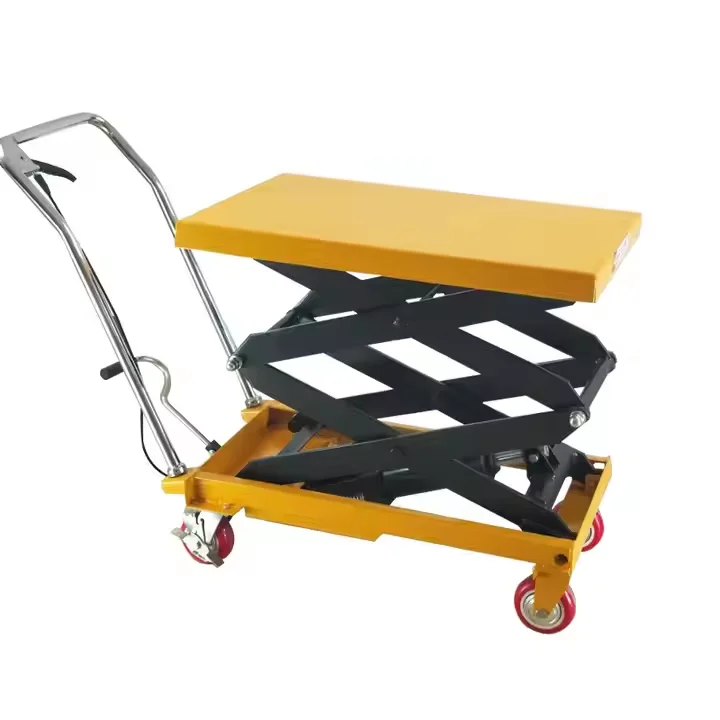 

Load 350/500/800/1000/2000 KG Mobile Manual Hydraulic Platform Car Platform Hand Push Small Lifting Platform Mobile Elevator