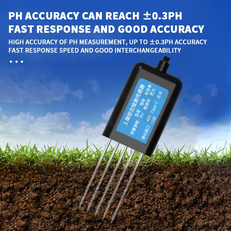 Portable Data Storage USB Type-C Soil Sensor 8in1 Sensor With App Comprehensive Sensor with Type-C Port Agricultural tester