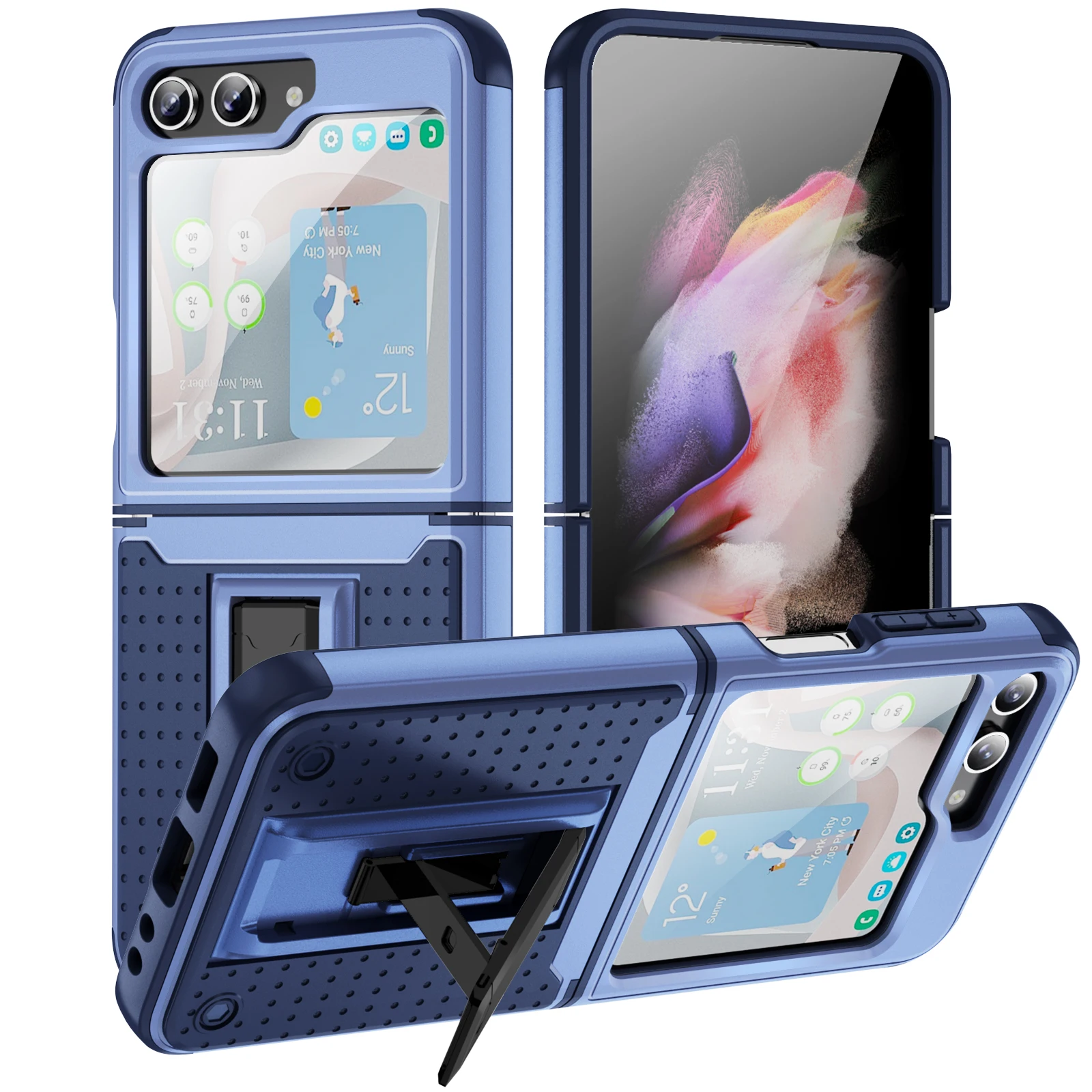 Shockproof Armor Coque Case for Samsung Galaxy Z Flip 5 Flip5 Flip4 Flip3 Flip 4 3 Zflip5 5G Kickstand Phone Accessories Bg