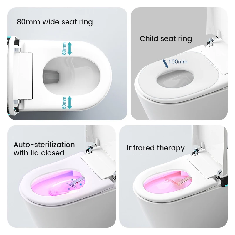 Full Featured Intelligent Toilet With AI Voice Control Foam Shield Antibacterial ETL CUPC