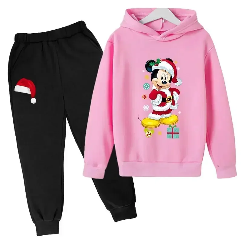 Disney Mickey Mouse Christmas Children Sets Boys Clothes Hoodies Pants 2Pcs Set Kids Cartoon Tracksuits Toddler Clothes Boy Suit