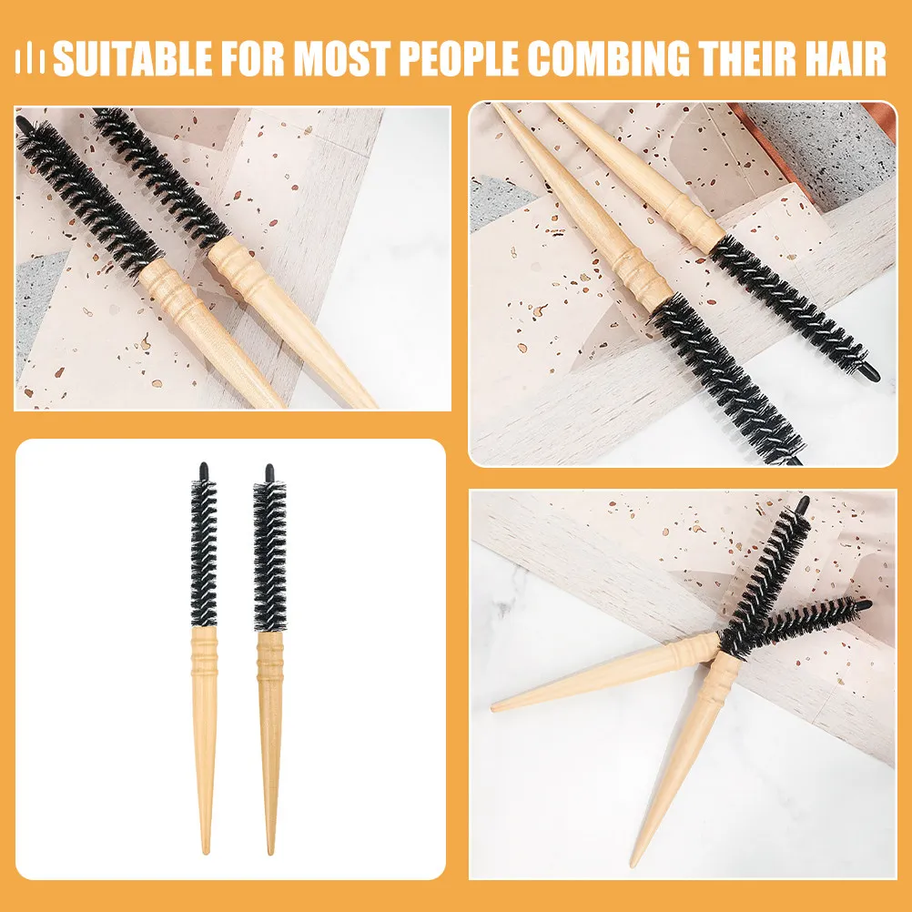 

2Pcs Wooden Roll Hair Brush Anti Static Blow Dry Brush Comfortable Grip Hairbrush for Women Men Hair Care Styling Scalp Massage