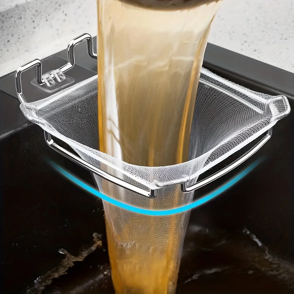 51 pz/set 304 Filtri Tri-Supporto In Acciaio Inox, Filtro Tri-Supporto Con 50 pz Sacchetti Filtro Lavello, Filtri lavello, Kitche