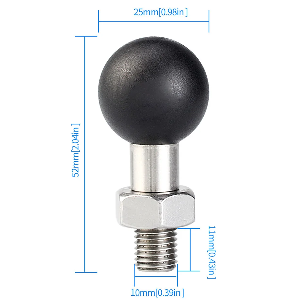 1 pollice M8 M10x1.25 Filettatura Maschio Montaggio M8 M10 Adattatore Testa A Sfera M10 M8 Filettatura Maschio Montaggio M10 M8 Vite per Supporto Del Telefono Del Motociclo