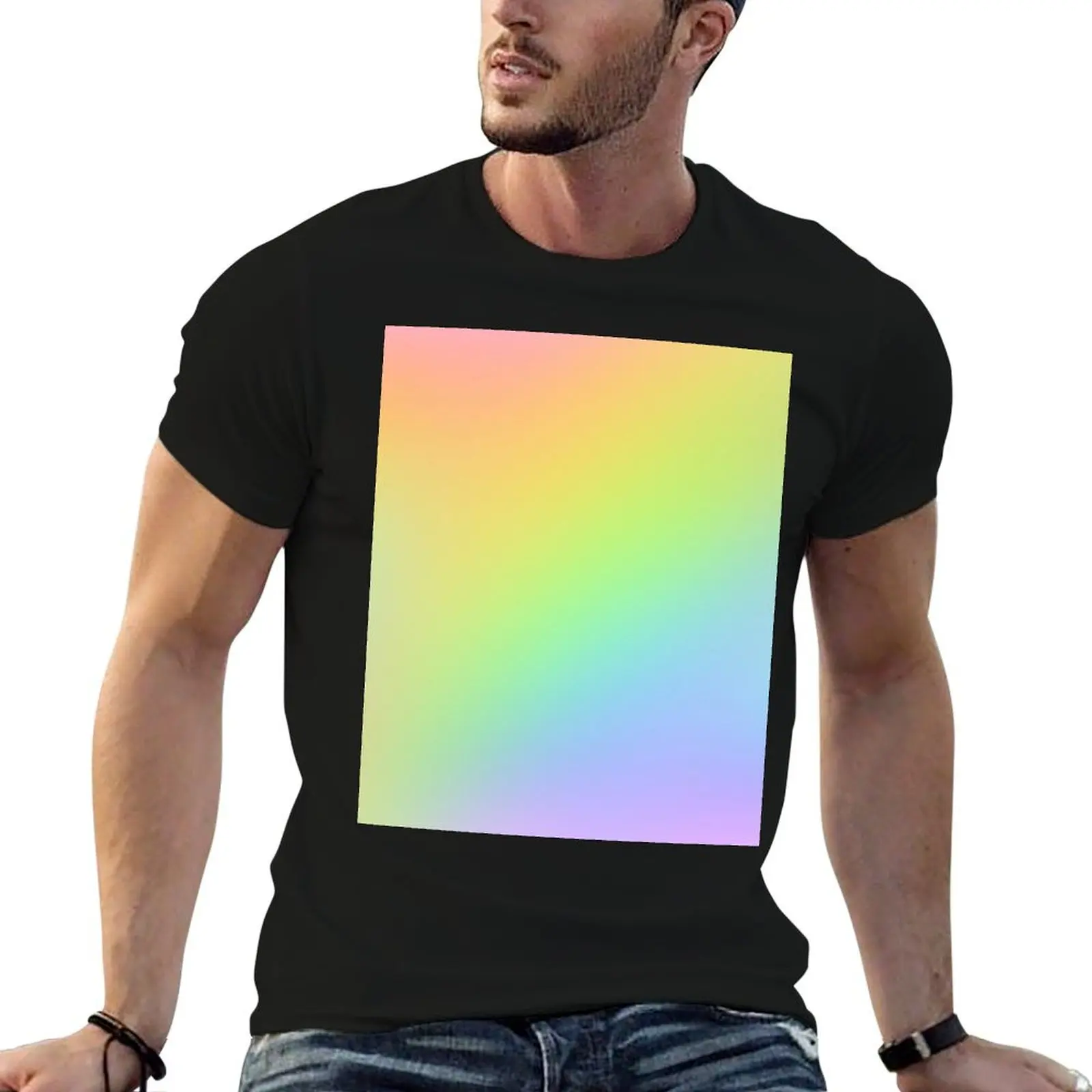 Stylish Pastel Rainbow Ombre T-Shirt vintage graphic tee custom t shirt mens workout shirts