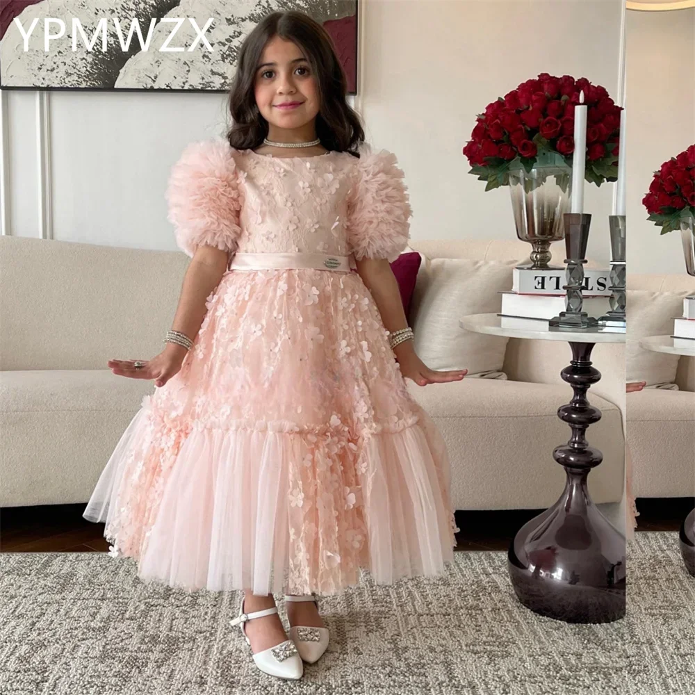 Customized Prom Gown Evening Women YPMWZX Jewel A-line Floor Length Skirts Flower Girl Dresses Party Occasion Formal Dress