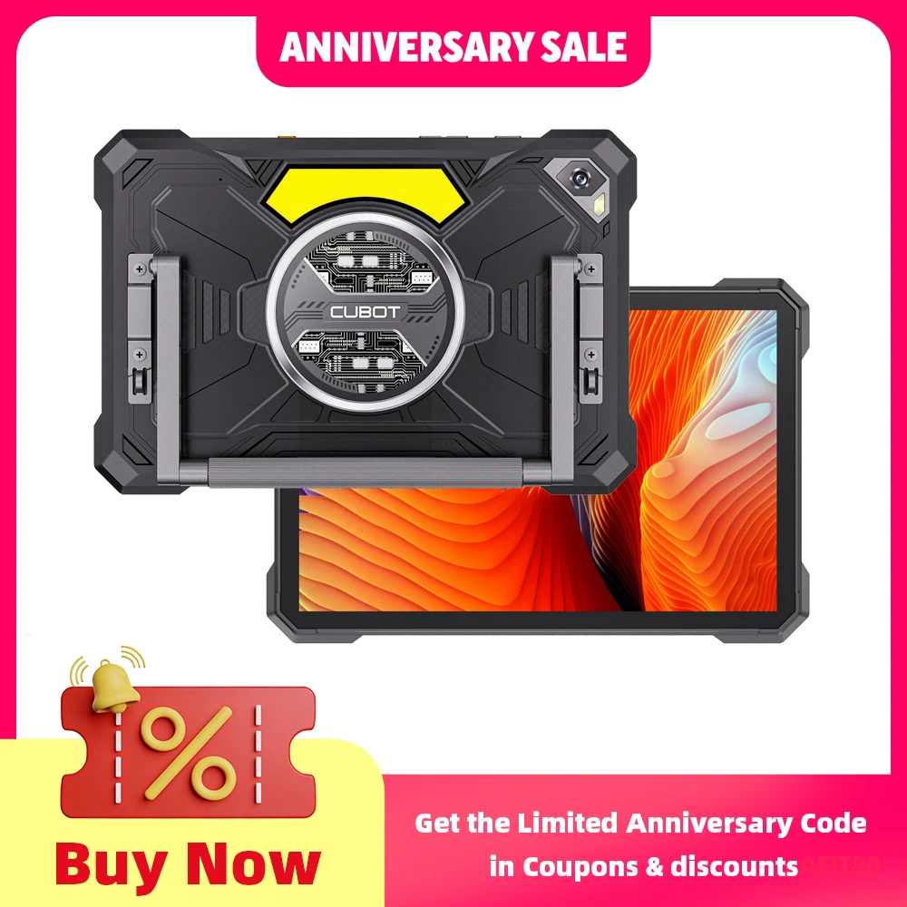 

Tablet Android 15 Cubot TAB KingKong S, 15300 mAh Battery, 16GB(6+10), 256GB, 10.1-Inch 90Hz Display, Camping Light, 48MP Camera