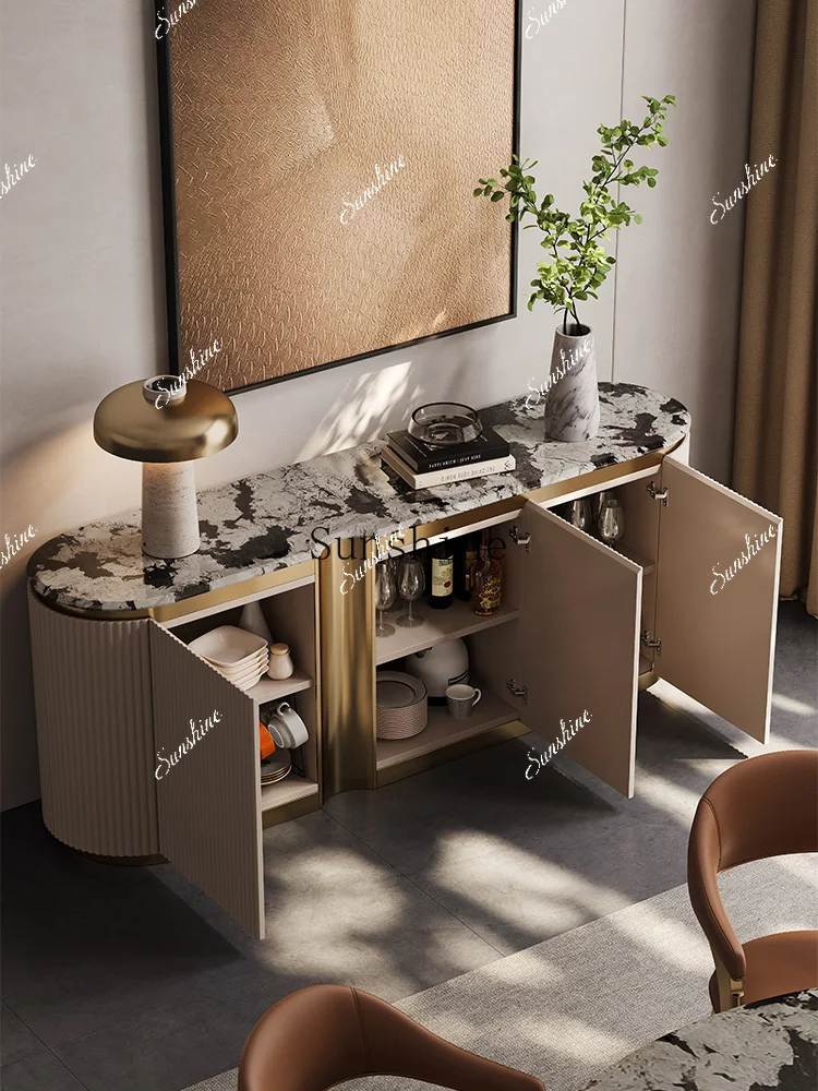 Light luxury natural marble dining side cabinet high-end wall integrated household solid wood locker  FT