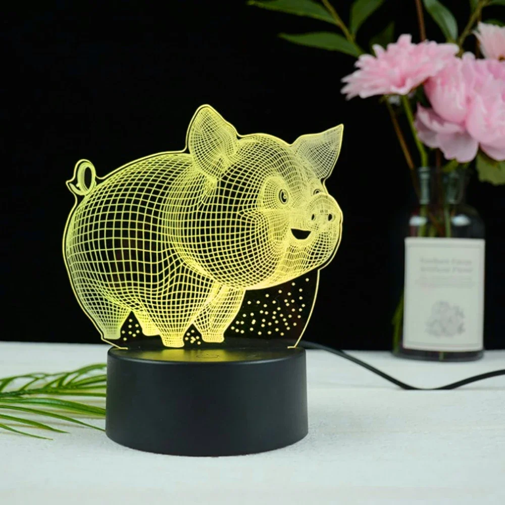 Nighdn Pig Night Light 3D Illusion Lamp 16 Color Changing with Remote Bedroom Decoration Birthday Gift for Kids Boys Girls