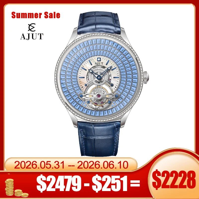 

AJUT 0398 Automatic Tourbillon Man Watch Fashion Full Diamond Flying Tourbillon Mechanical Men's Luxury Watches Sapphire