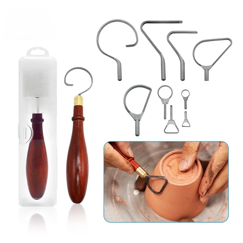 Pottery Carving Tool Tungsten Carbide Steel Knife Head Ceramic Clay Scraper Trim Molding Texture Ring Knife Mahogany Clay Cutter