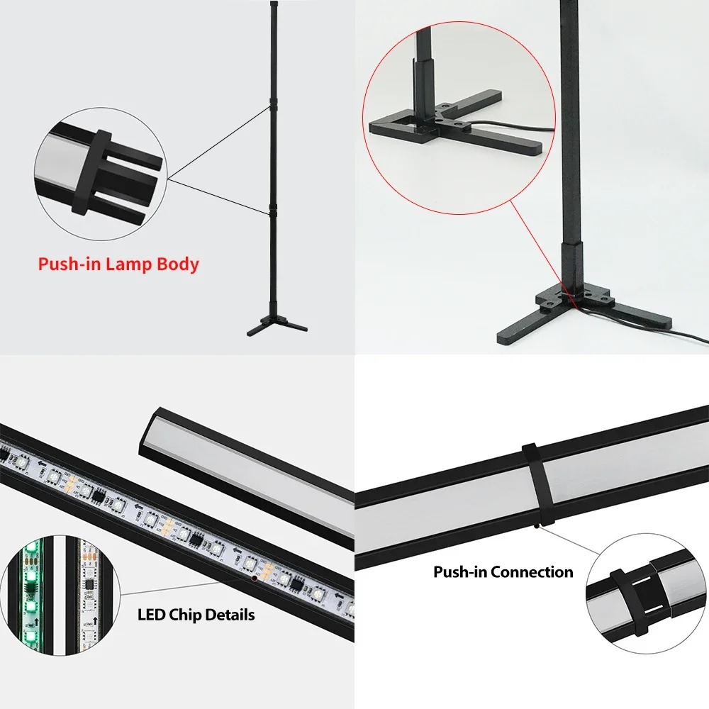 Imagem -06 - Tuya Rgbic Conduziu a Luz de Assoalho 160cm Aplicação Inteligente Controle Remoto Moderna Atmosfera Canto Luz Rgb Colorido