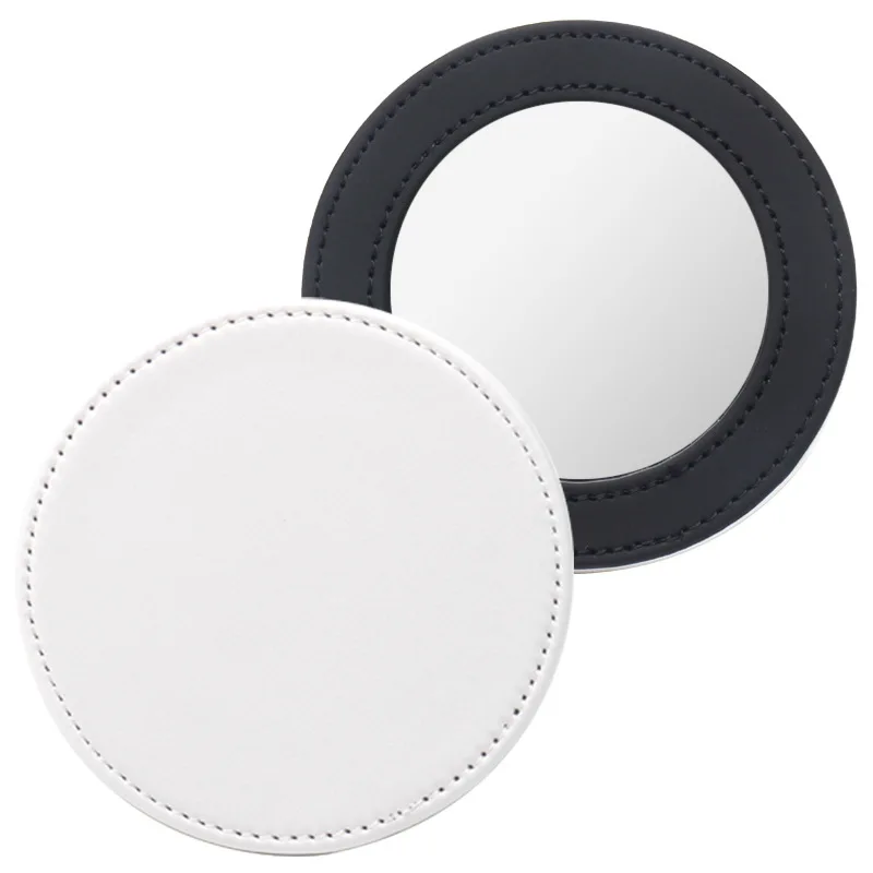 10pcs Sublimation DIY White Blank PU Round Shaped Light Protable Mirror