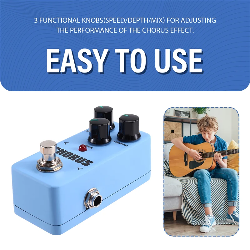 -9월 FCH-2 기타 이펙트 페달 코러스 일렉트릭 기타 이펙트 페달 휴대용 트루 3 컨트롤 노브 미니 기타라 이펙트
