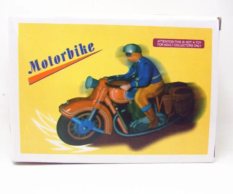 [Divertido] colección clásica, motocicleta de relojería Retro, juguete de cuerda, engranaje de estaño de Metal, paseo en la motocicleta, juguete mecánico, regalo para niños