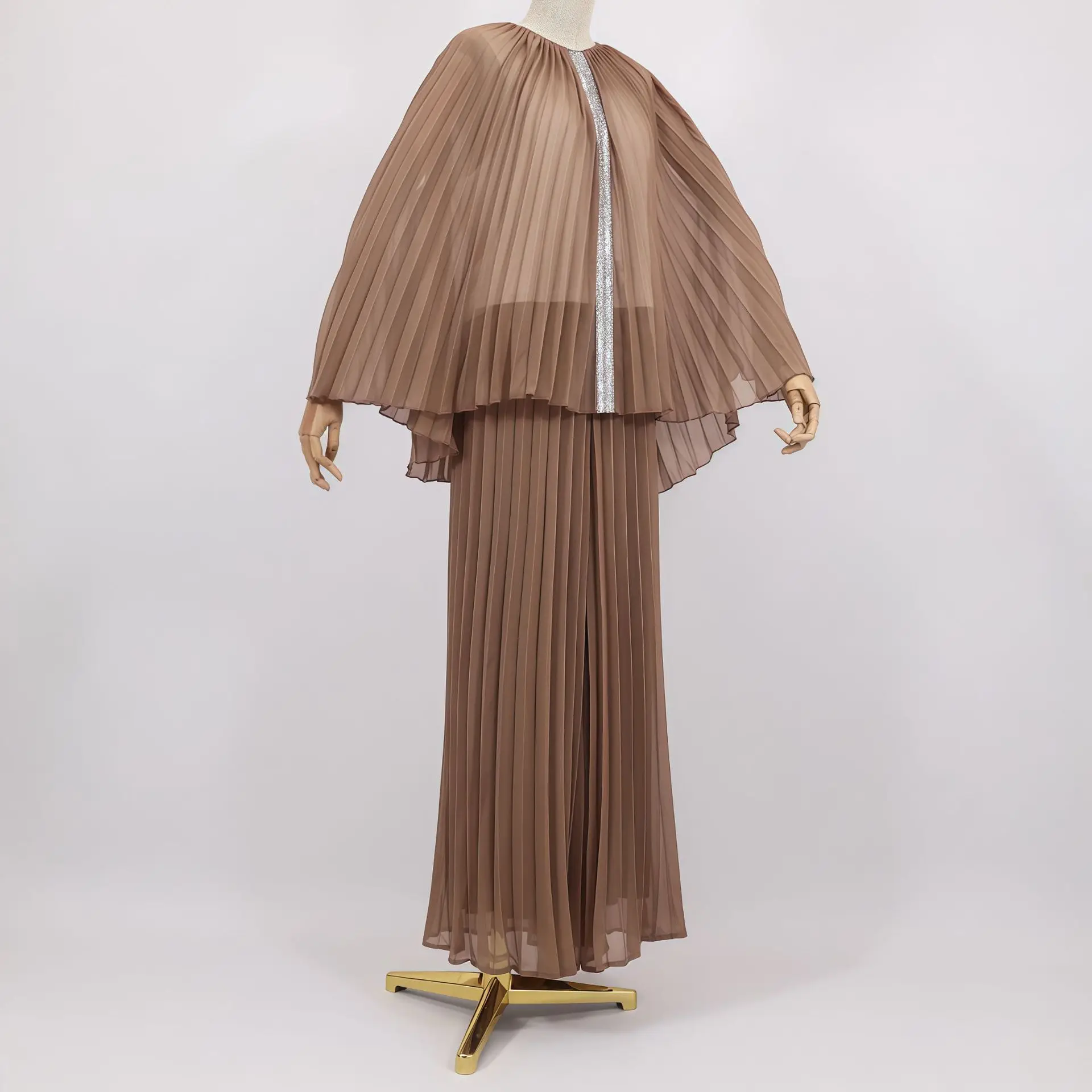 

Eid Ramadan Dubai Muslim Sets Women Pleated Abaya Modest Top Vest and Pants Islamic Turkey Clothing Musulman Femme Kaftan Outfit