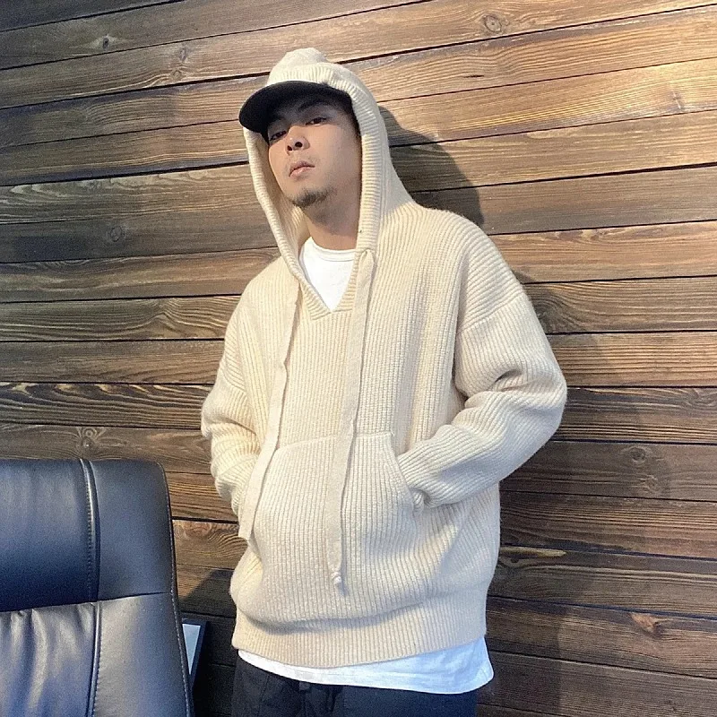 

Мужская цветная трикотажная одежда с капюшоном Thiened, свободная посадка, осень-зима, повседневная длинная футболка-све, модный бренд Sli