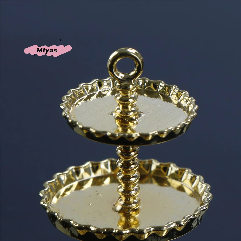 1Pc Miniature Dollhouse Three-Tier Cake Stand 1/12 Scale Simulation Dessert Snack Rack Decor Toy for Dollhouses