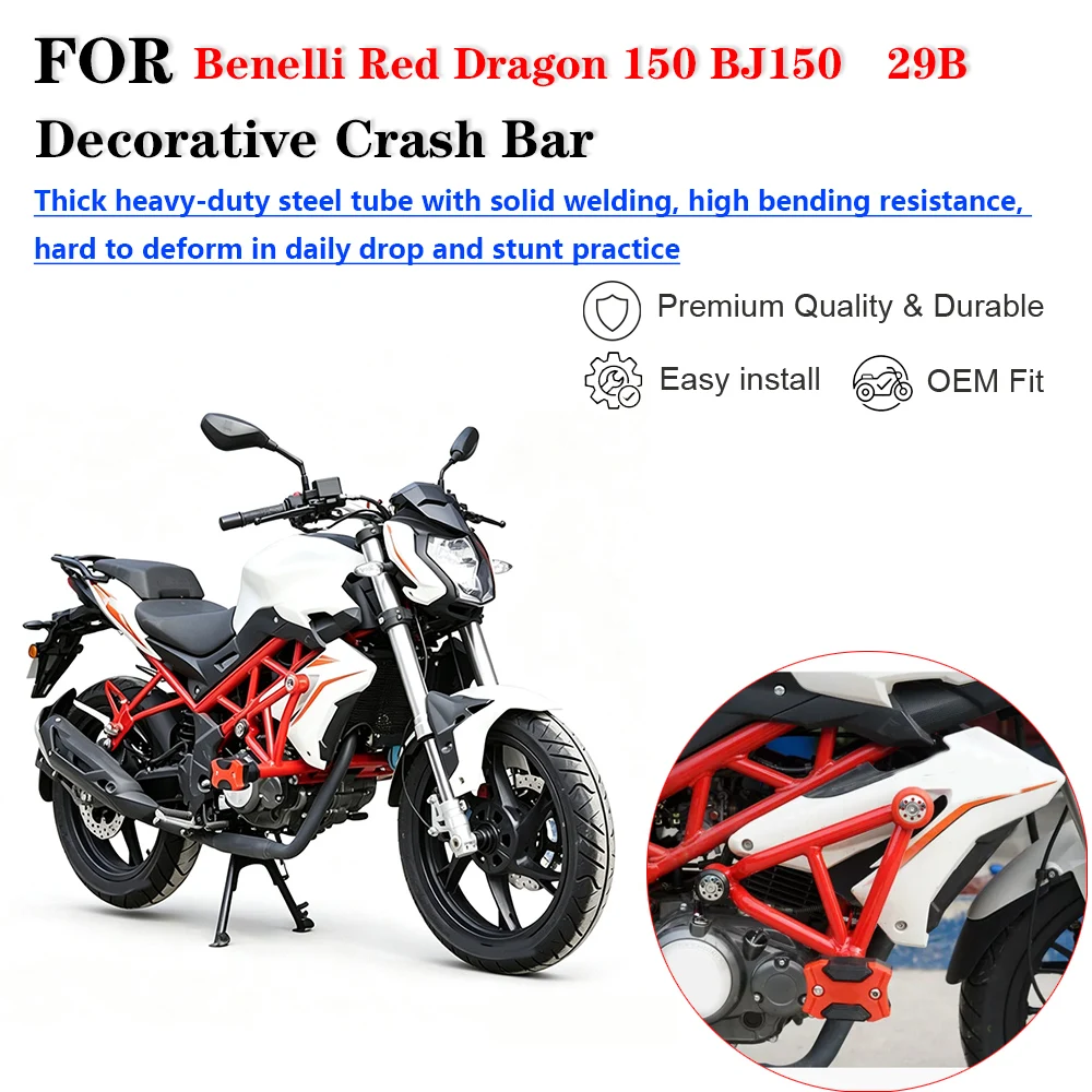 For Benelli Red Dragon 150 BJ150‑29B Motorcycle One Piece Stunt Crash Bar Bumper Anti‑Fall Guard Modification Accessories