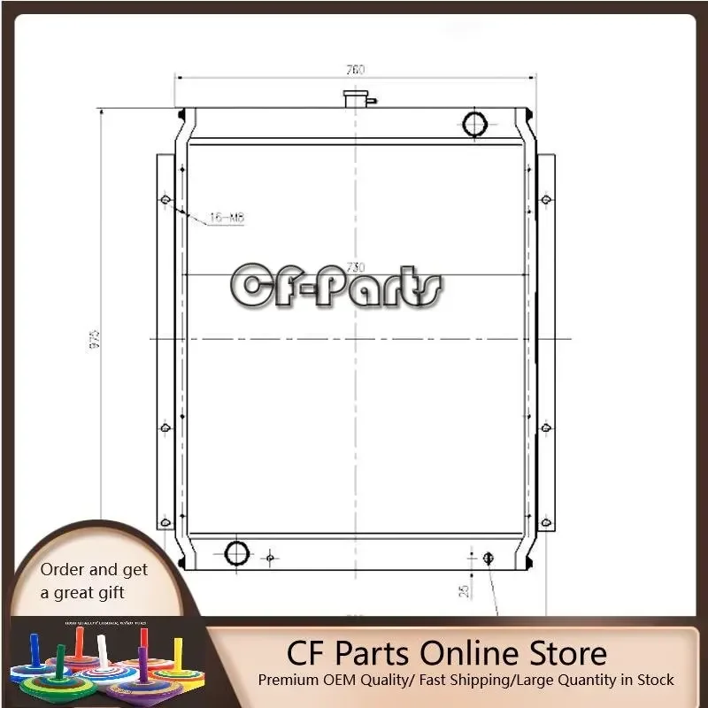 

New Water Tank Radiator Core ASS'Y 206-03-61410 For Komatsu PC220-6 Excavator