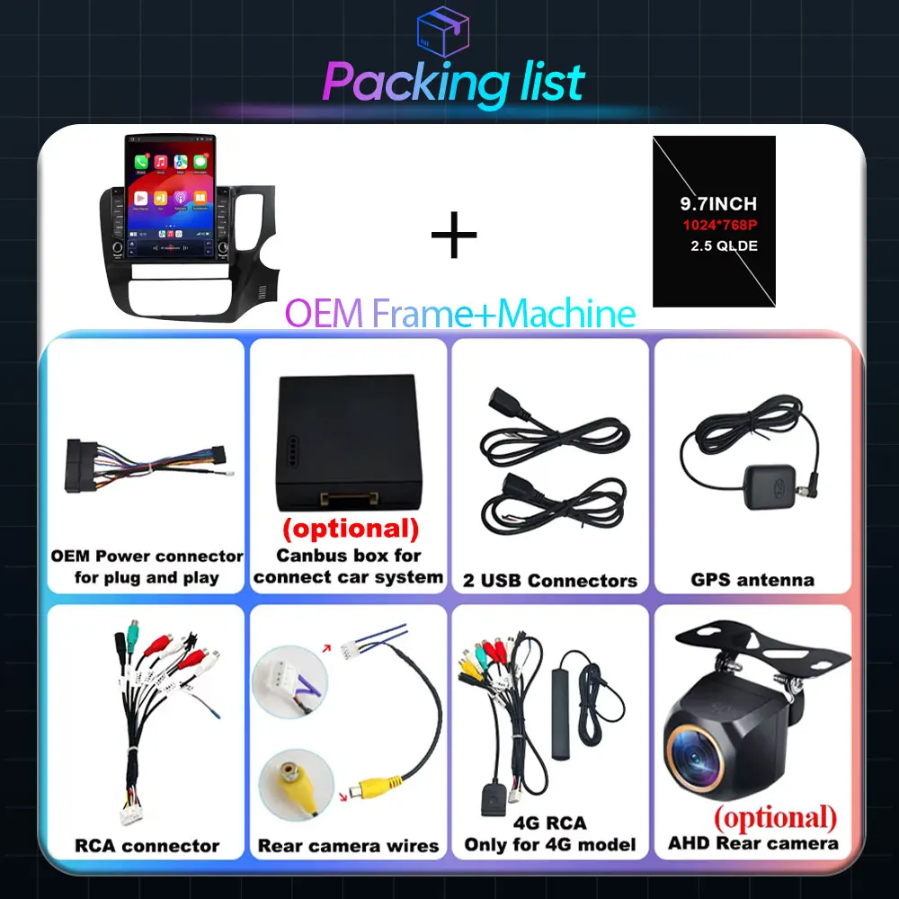 راديو سيارة أندرويد 15 لميتسوبيشي أوتلاندر 3 XL RHD 2012-2035 نظام تحديد المواقع والملاحة مشغل وسائط متعددة Carplay 9 بوصة 5G بلوتوث