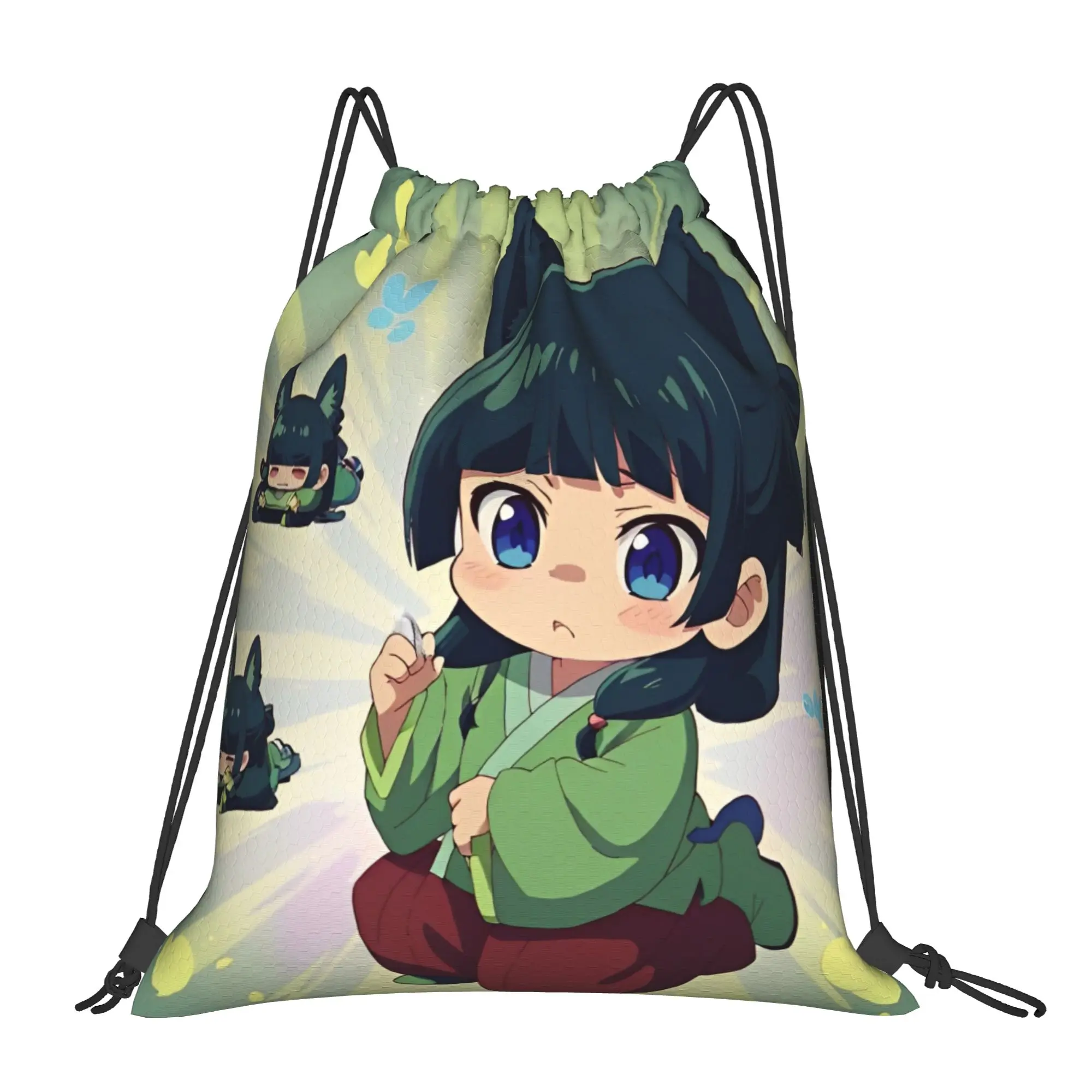 Maomao Anime Drawstring Bag  Vintage Travel Backpack For Men Waterproof Sackpack String Bags