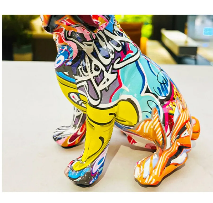 Creative Synthetic Resin Sitting Bulldog Home Furnishings Living Room Resin Crafts Office Animal Decorations Gift