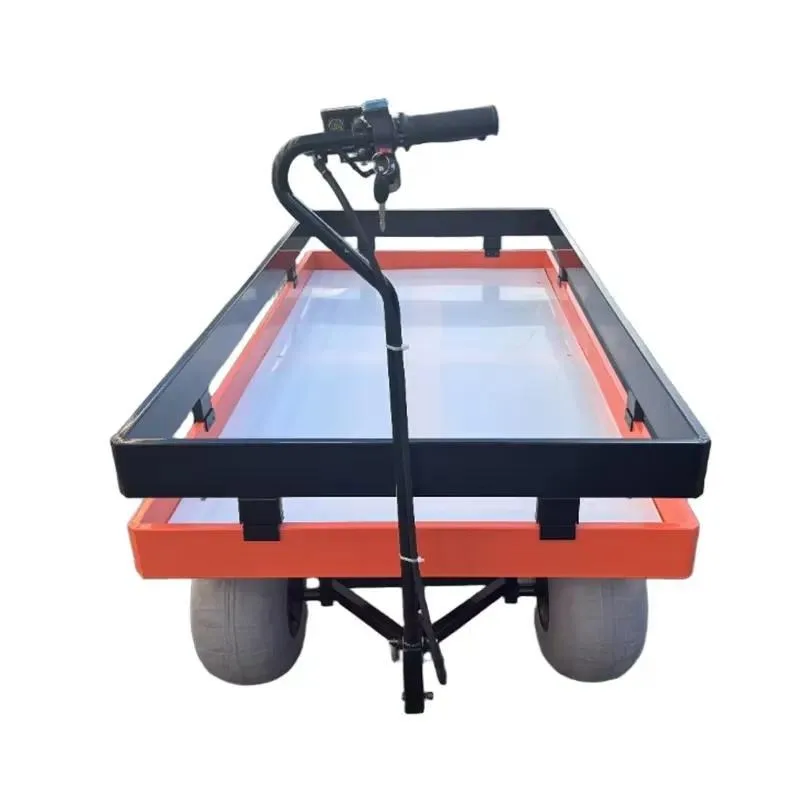 Heavy Duty 4 Wheel Electric Platform Trolley Cargo Dump Truck for Outdoor Garden Household Industrial Use