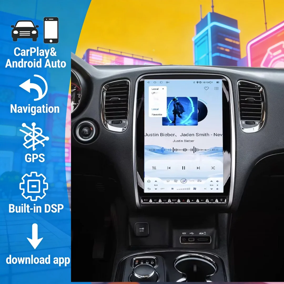 

Для Dodge Durango 2014-2020: Беспроводной CarPlay, Android 13, GPS-навигация, мультимедийная система с сенсорным экраном