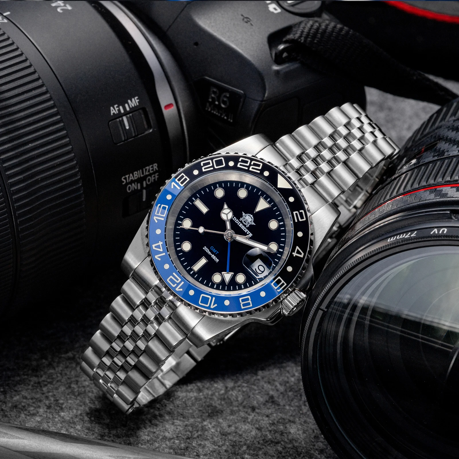 ADDIESDIVE NEW GMT Watches For Men Stainless Steel Ceramic Bezel Men's Quartz Watch Waterproof 20Bar Diving Reloj Hombre AD2050