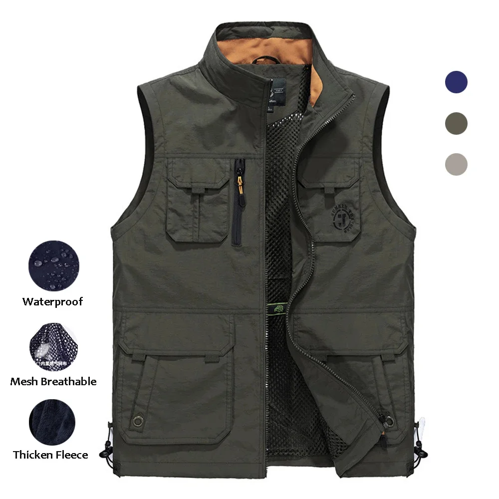 

Shooting Vest Men Waterproof Photographer Waistcoat Sleeveless Tactical Jacket Pockets Fishing Working Vests Mesh Tank Top 6xl