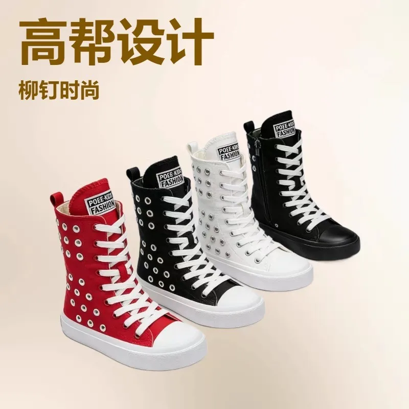

New Children's High-top Canvas Shoes Casual Sneakers for Boys and Girls Trendy Student Sneakers Kids Korean-style Fabric Shoes