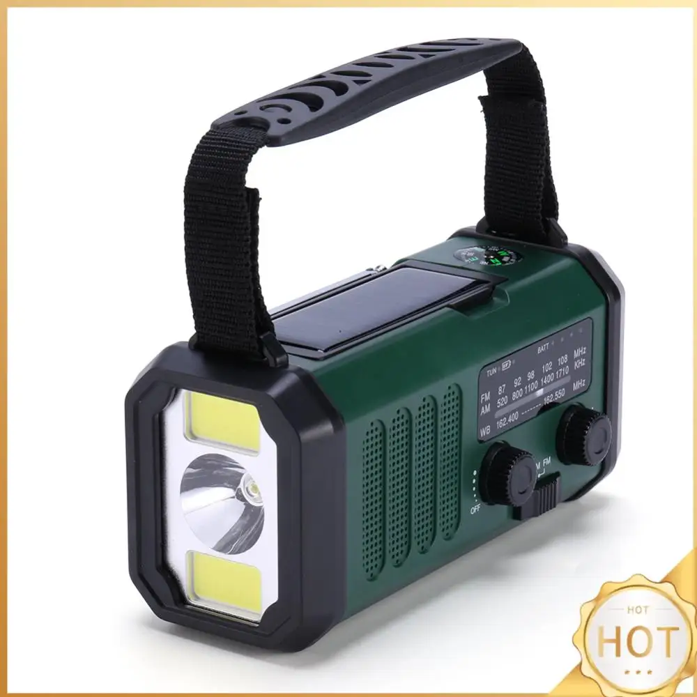 LED الطوارئ الطقس راديو مصباح يدوي القراءة مصباح 10000mAh شاحن راديو بالطاقة الشمسية نوع-C شحن راديو الطوارئ الشمسية SOS إنذار