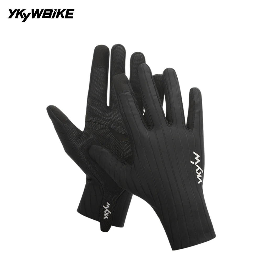 

YKYWBIKE Cycling Gloves Breathable Anti-Slip Shock-Absorbing Aerodynamic Fabric Touch Screen Bicycle Gloves Full Finger
