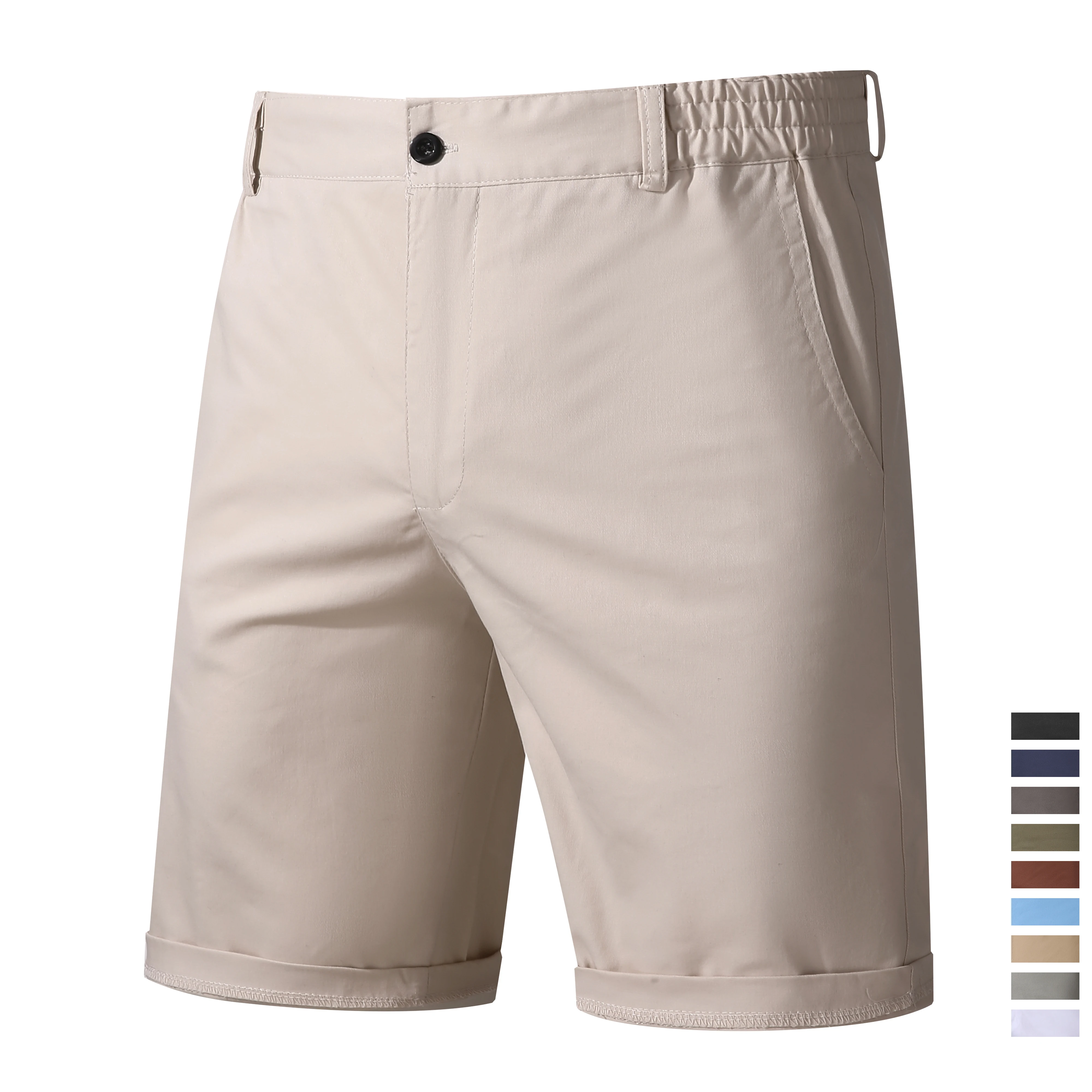 

100% Cotton Men Shorts Summer Solid Color High Quality Shorts Social Beach Homme Shorts Casual Fashion Business Short Pant Men