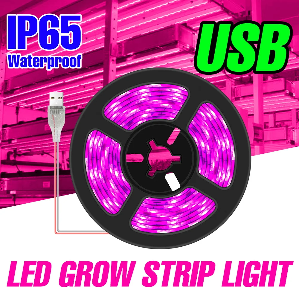 

Светодиодная лента полного спектра для выращивания растений, USB DC5V, водонепроницаемая, для гроубокса, комнатных растений в горшках, выращивания овощей, дополнительное освещение